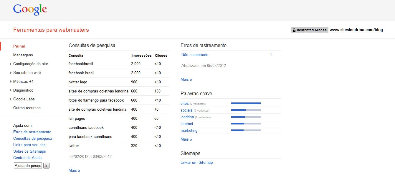 Google Webmaster Tools e Administração de Usuários